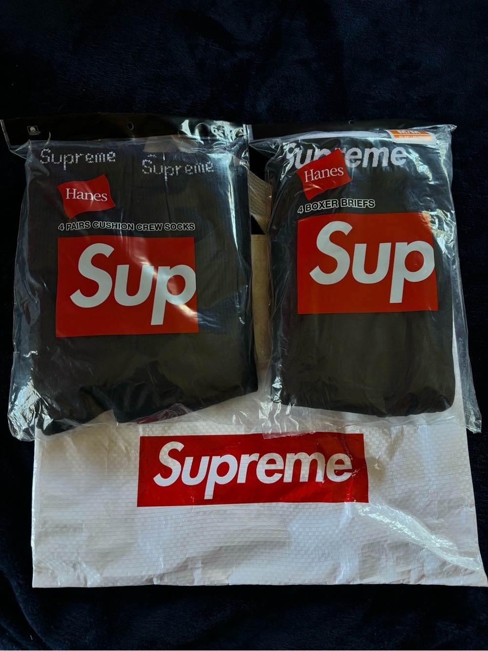 Hanes x Supreme Black Boxer Briefs & Socks Pack